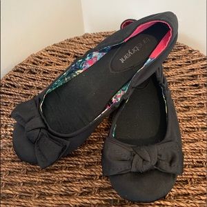 Lane Bryant Size 12 Wide Black Bow Ballet Flats